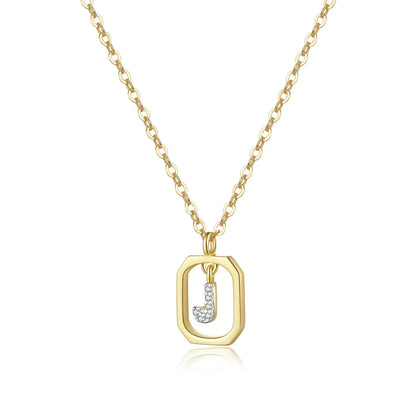 Collier Initiales avec Zirconium (Plaqué Or)