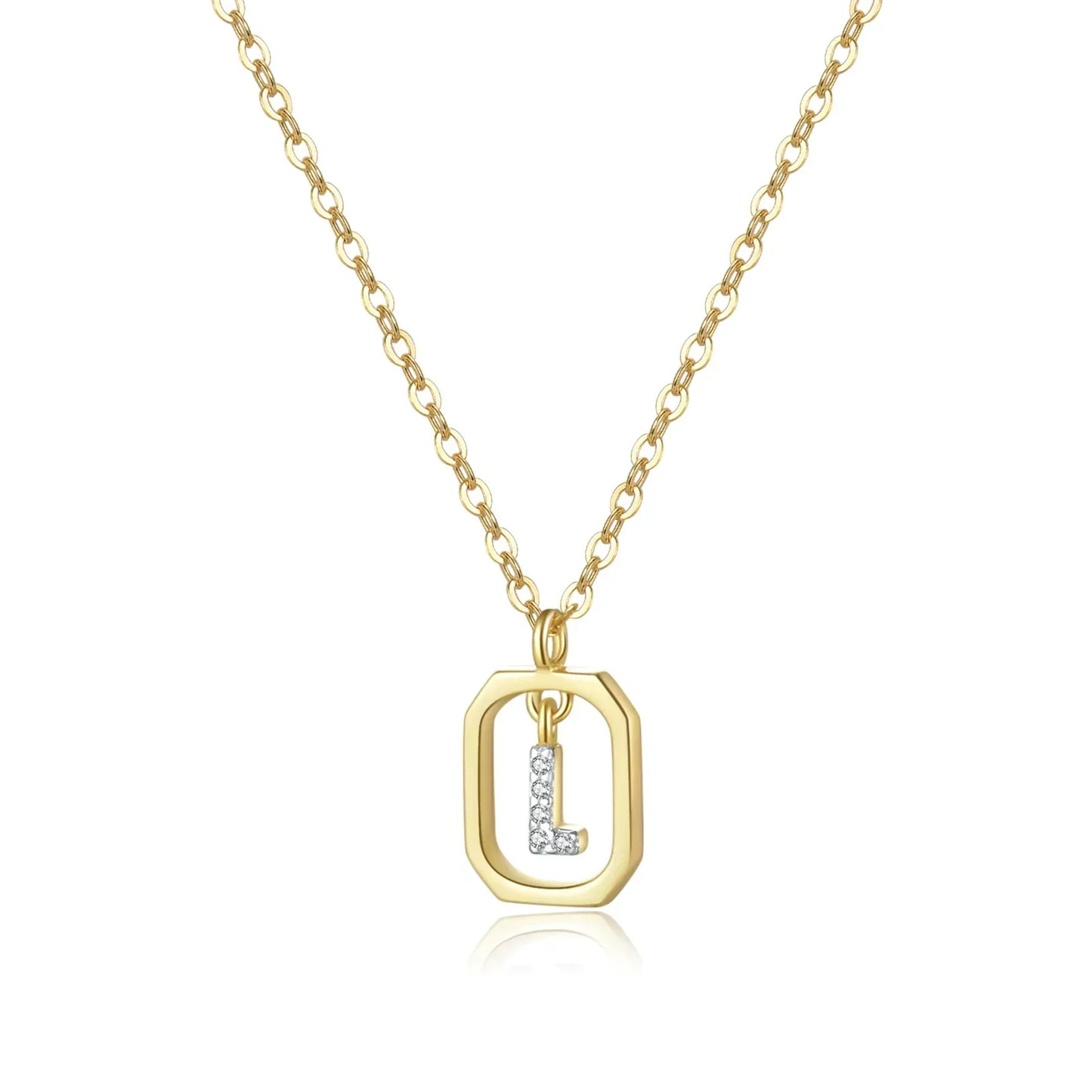 Collier Initiales avec Zirconium (Plaqué Or)