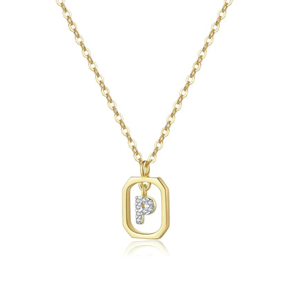 Collier Initiales avec Zirconium (Plaqué Or)