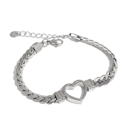 Bracelet Cœur avec Chaîne à Maillons Grands (Plaqué Or)