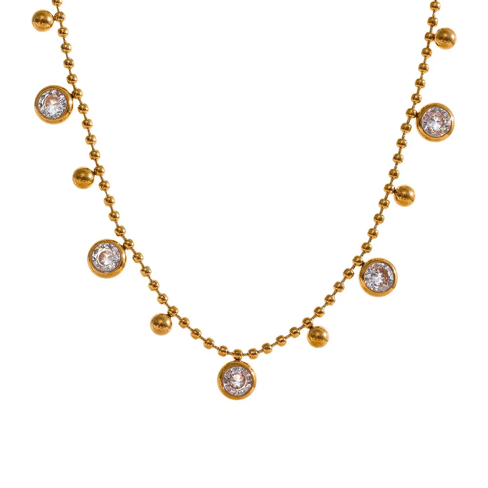 Collier Sofia avec des cristaux de zirconia (Plaqué Or)