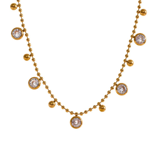 Collier Sofia avec des cristaux de zirconia (Plaqué Or)