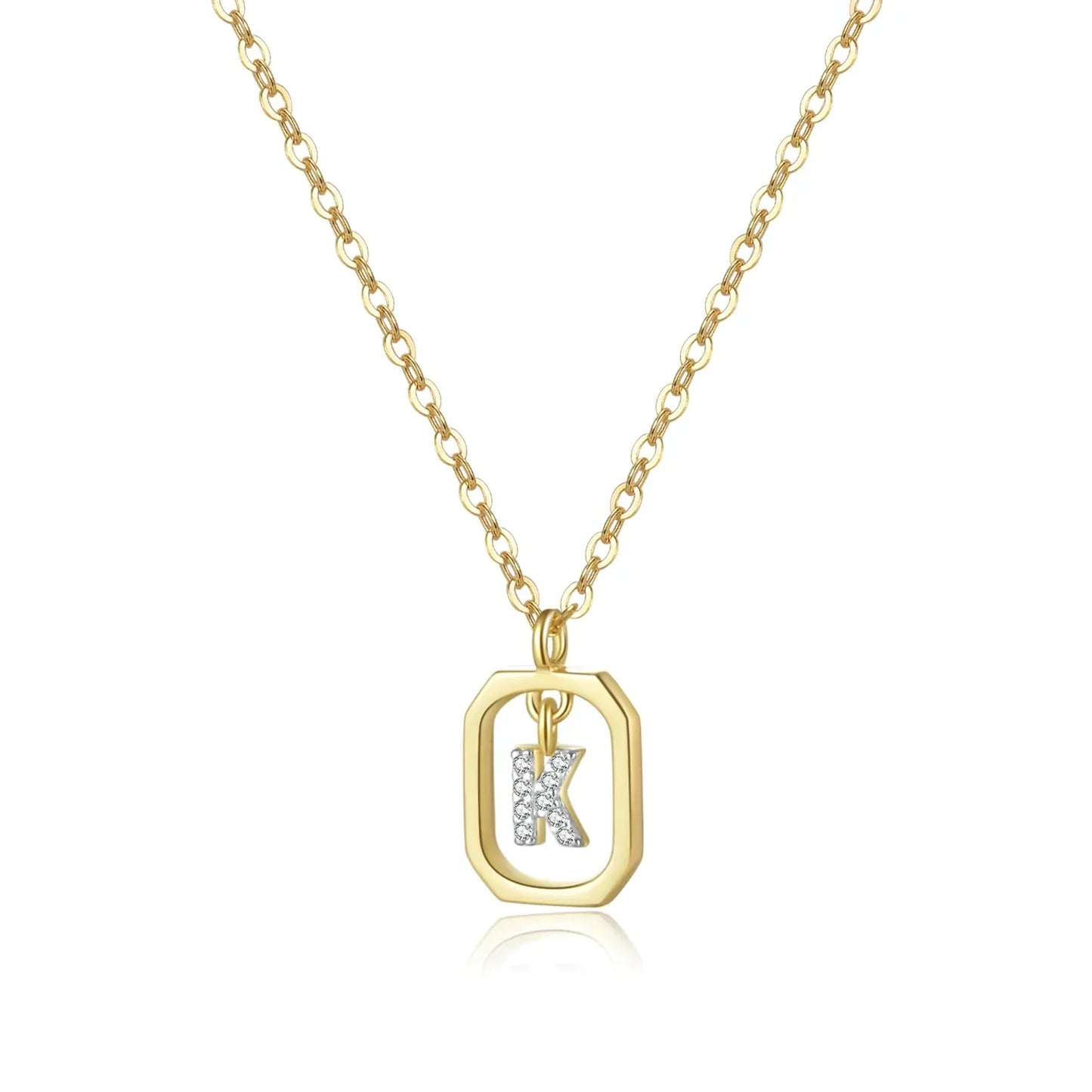 Collier Initiales avec Zirconium (Plaqué Or)