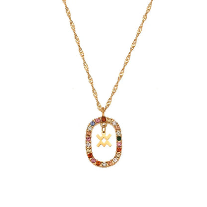 Collier Zodiaque Arc-en-ciel Zirconia (Plaqué Or)