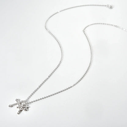 Collier Croix Triple Zirconias (Plaqué Or)