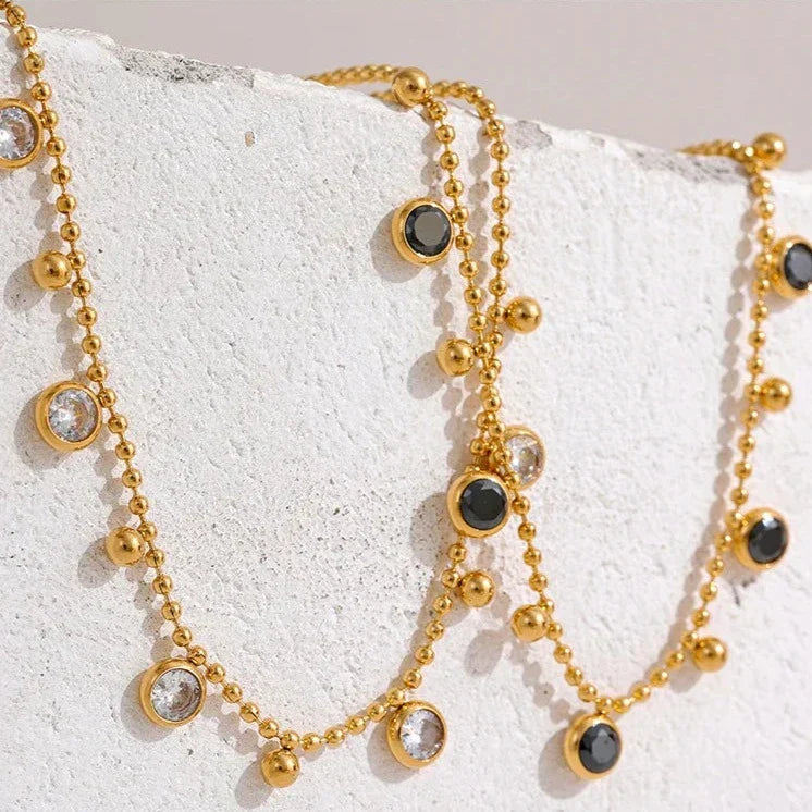 Collier Sofia avec des cristaux de zirconia (Plaqué Or)