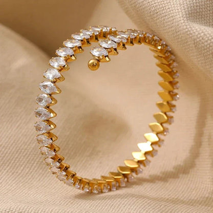 Bracelet Vicenza Couronne de Zircon Marquise (Plaqué Or)