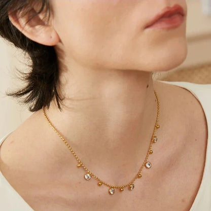 Collier Sofia avec des cristaux de zirconia (Plaqué Or)