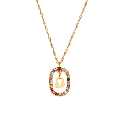 Collier Zodiaque Arc-en-ciel Zirconia (Plaqué Or)