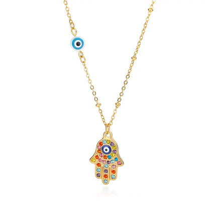 Collier main de Fatma Hamsa avec zirconium