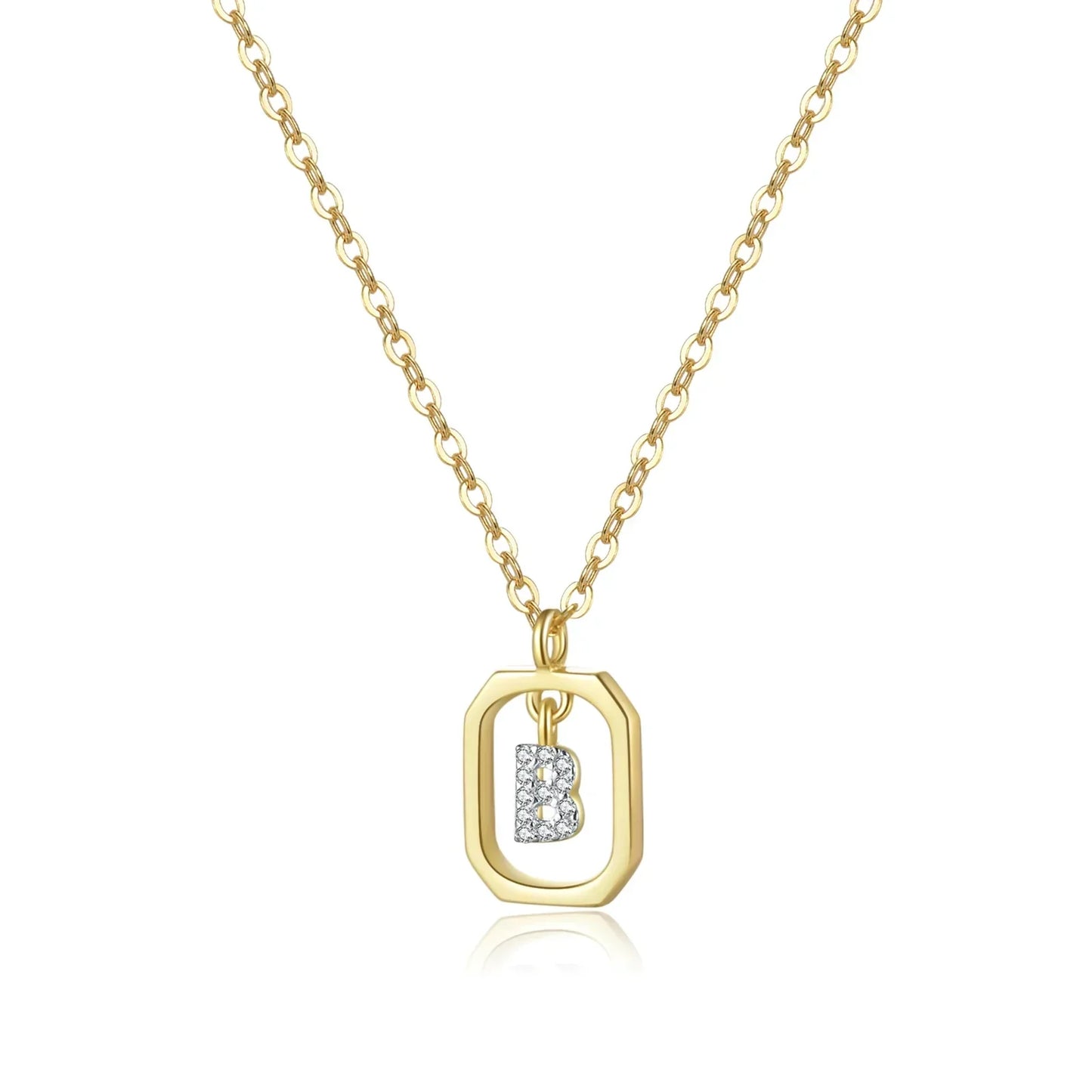 Collier Initiales avec Zirconium (Plaqué Or)