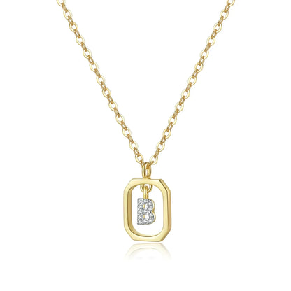 Collier Initiales avec Zirconium (Plaqué Or)