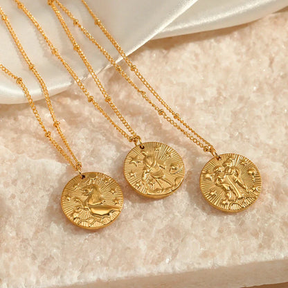 Collier du Zodiaque avec Symboles des Constellations (Plaqué Or)