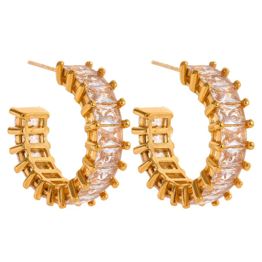 Boucles d'oreilles Aro Serena Zirconia (Plaqué Or)