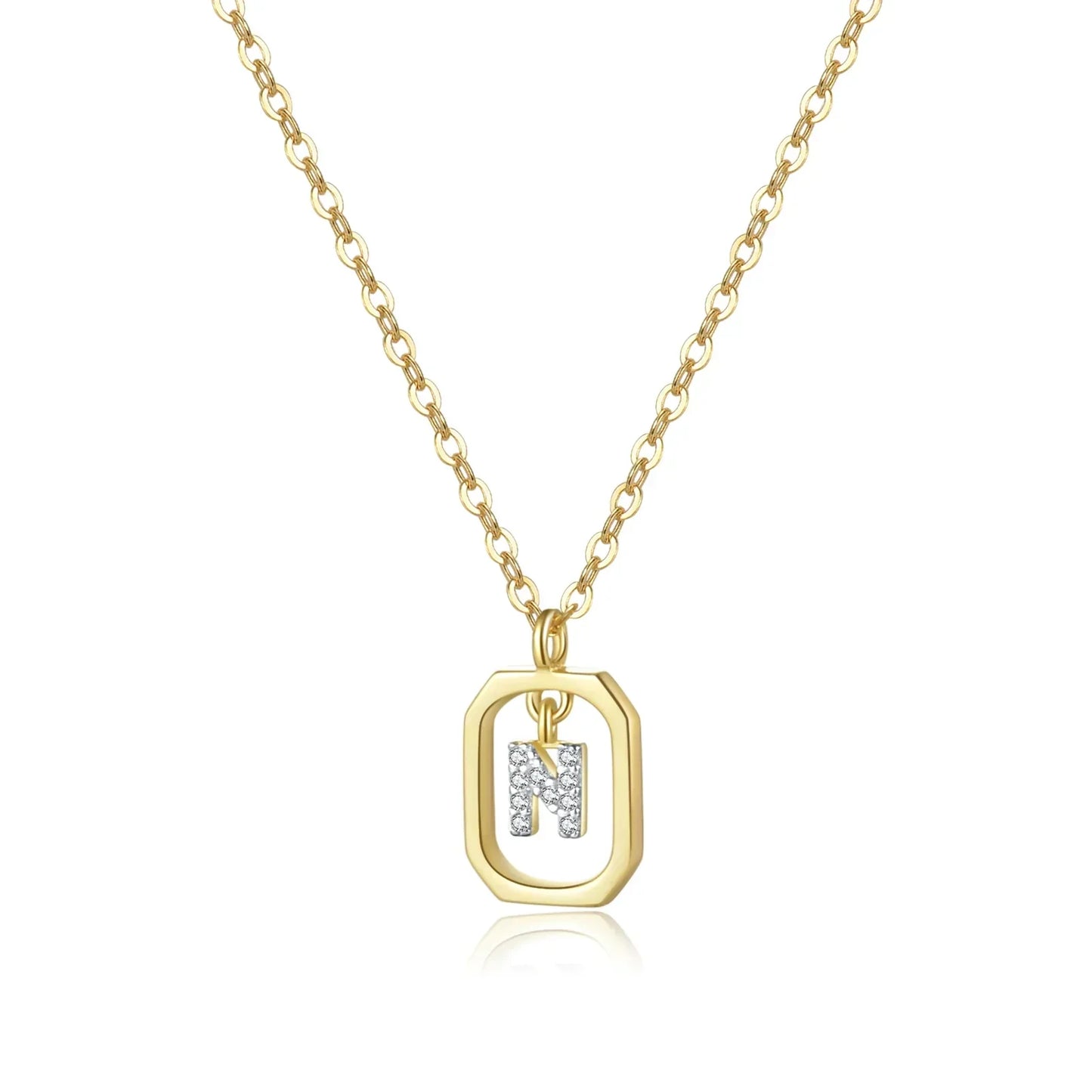 Collier Initiales avec Zirconium (Plaqué Or)
