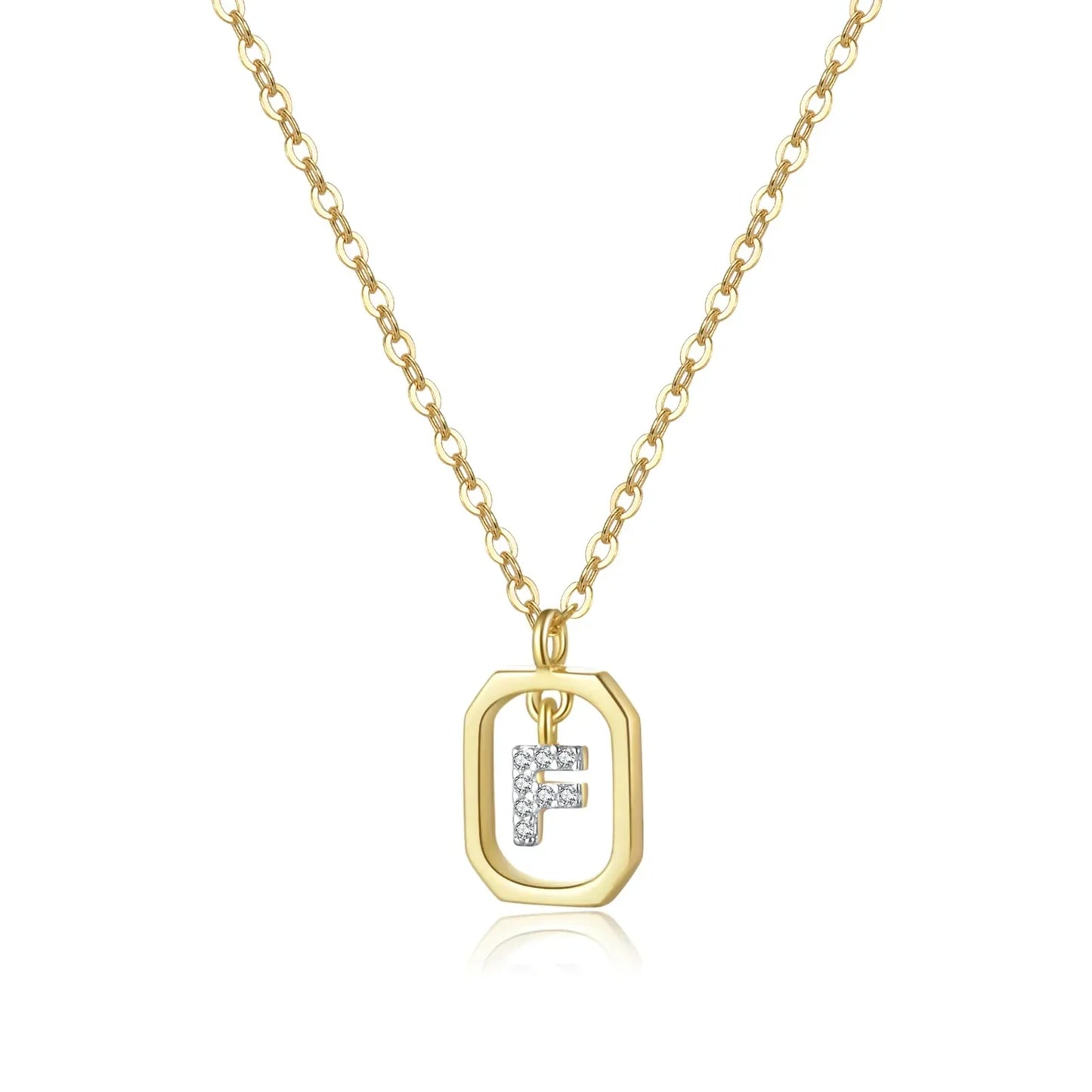 Collier Initiales avec Zirconium (Plaqué Or)