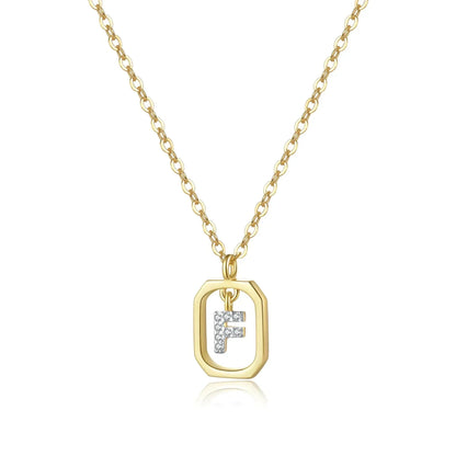 Collier Initiales avec Zirconium (Plaqué Or)