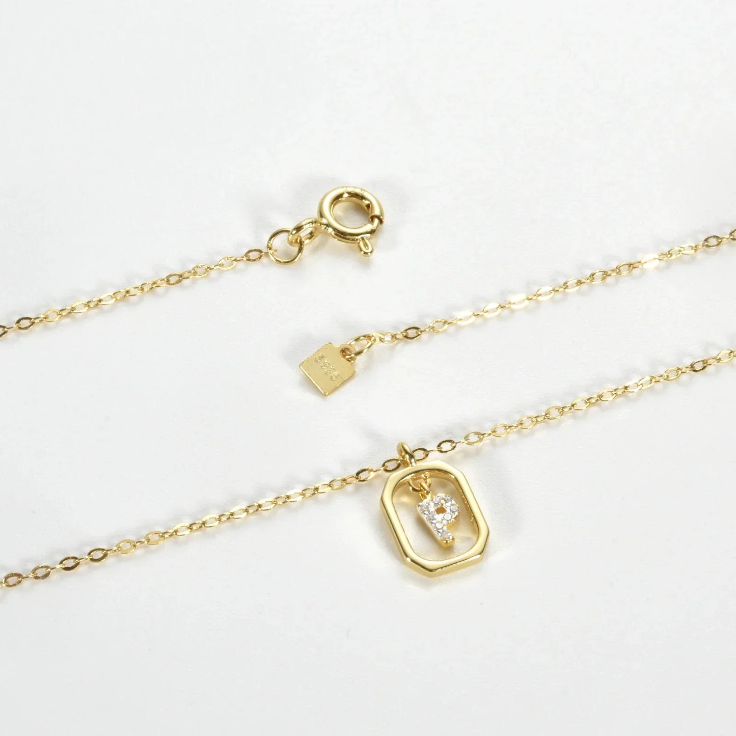 Collier Initiales avec Zirconium (Plaqué Or)