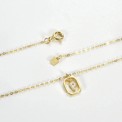 Collier Initiales avec Zirconium (Plaqué Or)