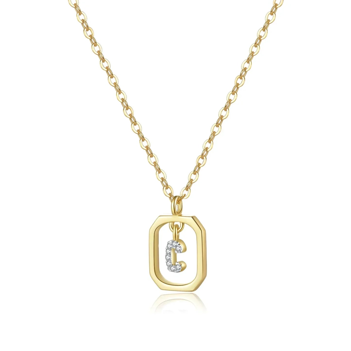 Collier Initiales avec Zirconium (Plaqué Or)