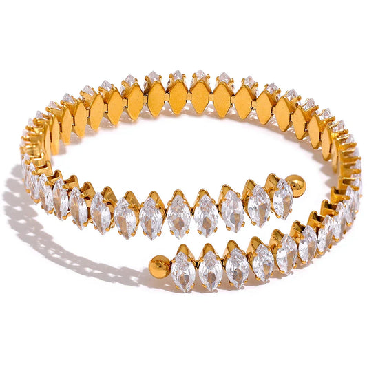 Bracelet Vicenza Couronne de Zircon Marquise (Plaqué Or)