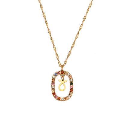 Collier Zodiaque Arc-en-ciel Zirconia (Plaqué Or)