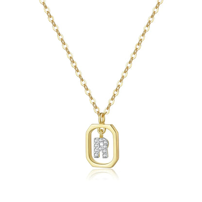 Collier Initiales avec Zirconium (Plaqué Or)