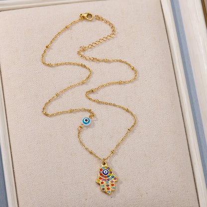 Collier main de Fatma Hamsa avec zirconium