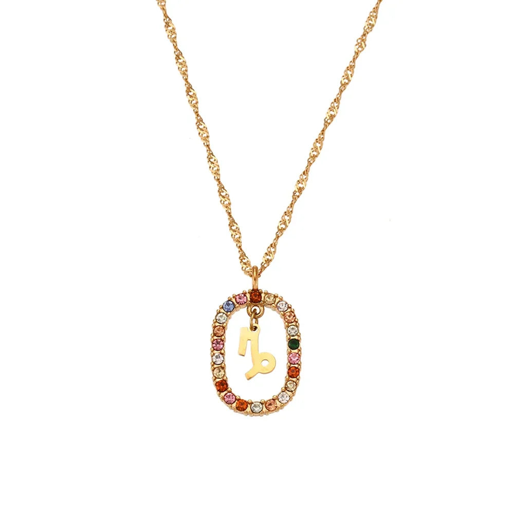 Collier Zodiaque Arc-en-ciel Zirconia (Plaqué Or)