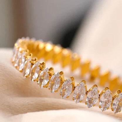 Bracelet Vicenza Couronne de Zircon Marquise (Plaqué Or)