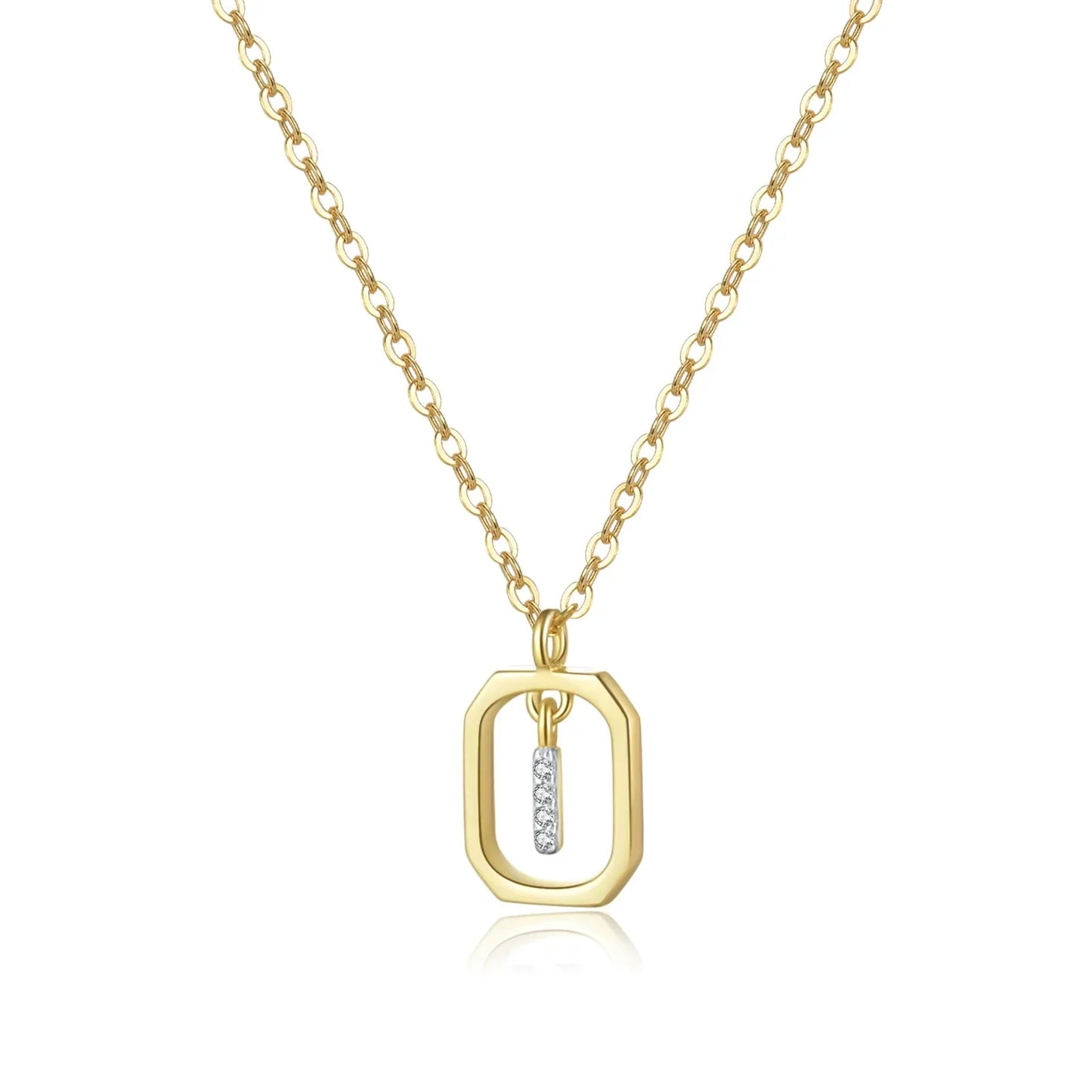 Collier Initiales avec Zirconium (Plaqué Or)
