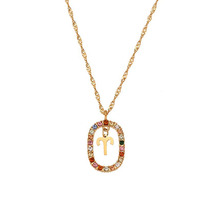 Collier Zodiaque Arc-en-ciel Zirconia (Plaqué Or)