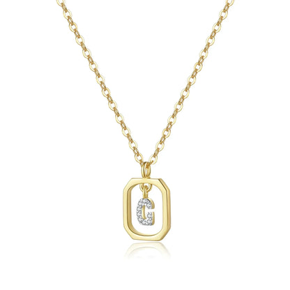 Collier Initiales avec Zirconium (Plaqué Or)