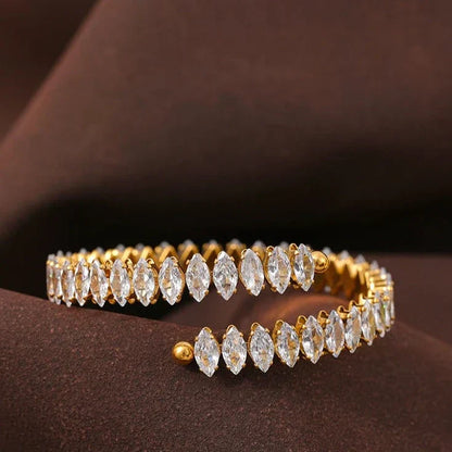 Bracelet Vicenza Couronne de Zircon Marquise (Plaqué Or)