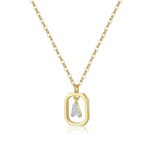Collier Initiales avec Zirconium (Plaqué Or)