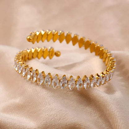 Bracelet Vicenza Couronne de Zircon Marquise (Plaqué Or)