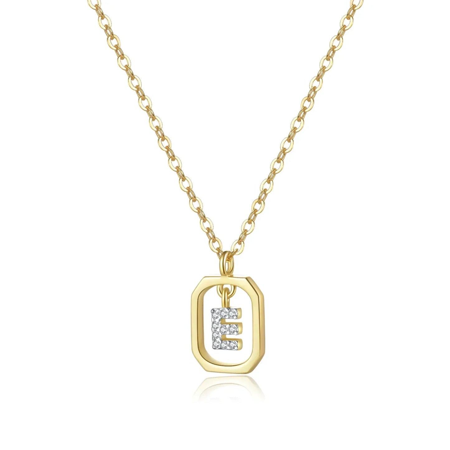 Collier Initiales avec Zirconium (Plaqué Or)