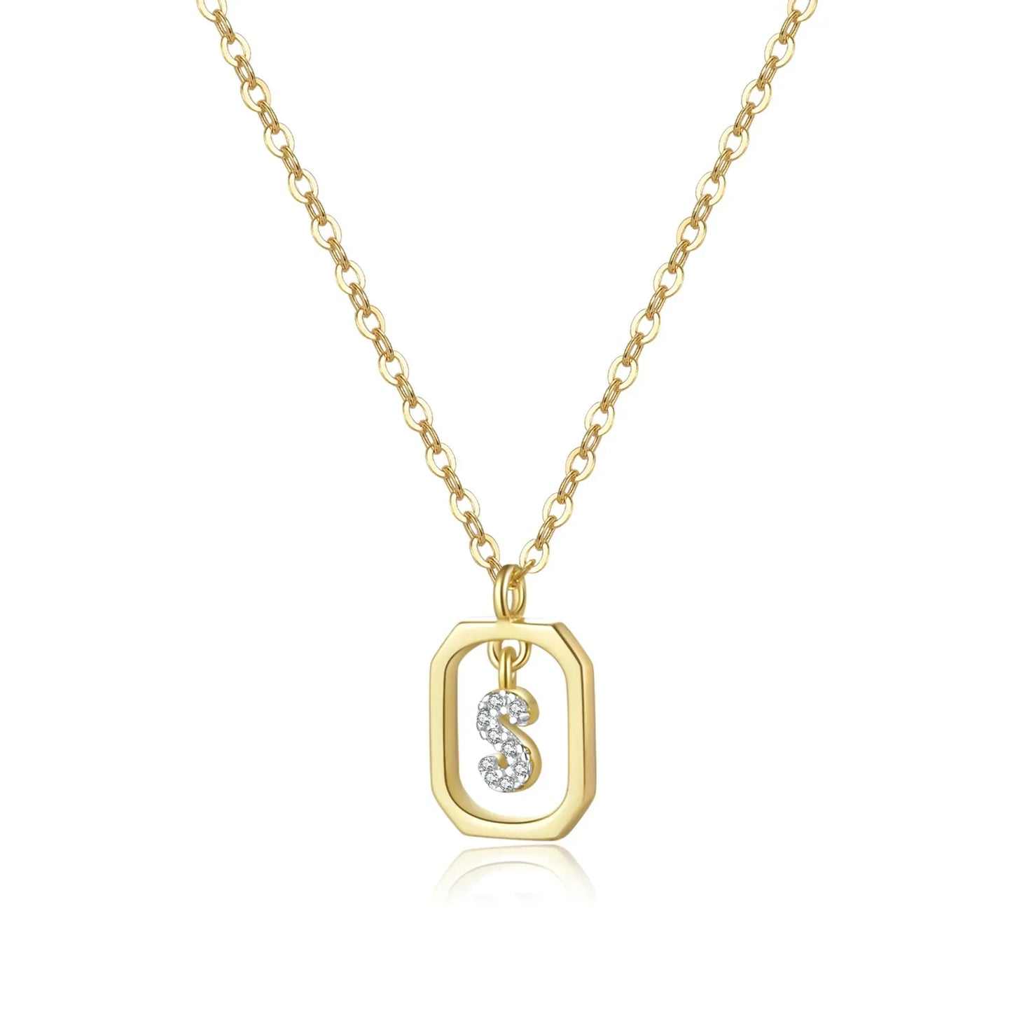 Collier Initiales avec Zirconium (Plaqué Or)