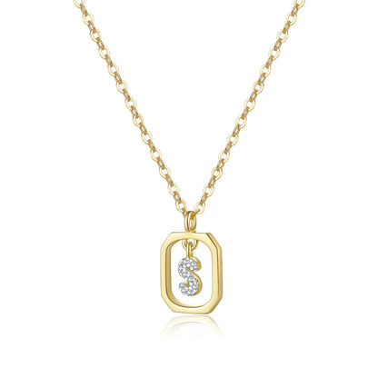 Collier Initiales avec Zirconium (Plaqué Or)