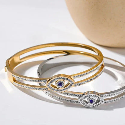 Bracelet Oeil Turc avec Cristaux de Zirconium (Plaqué Or)