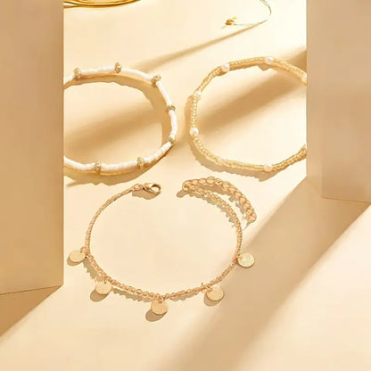 Ensemble de Bracelets de Cheville Superposés 3 Pièces