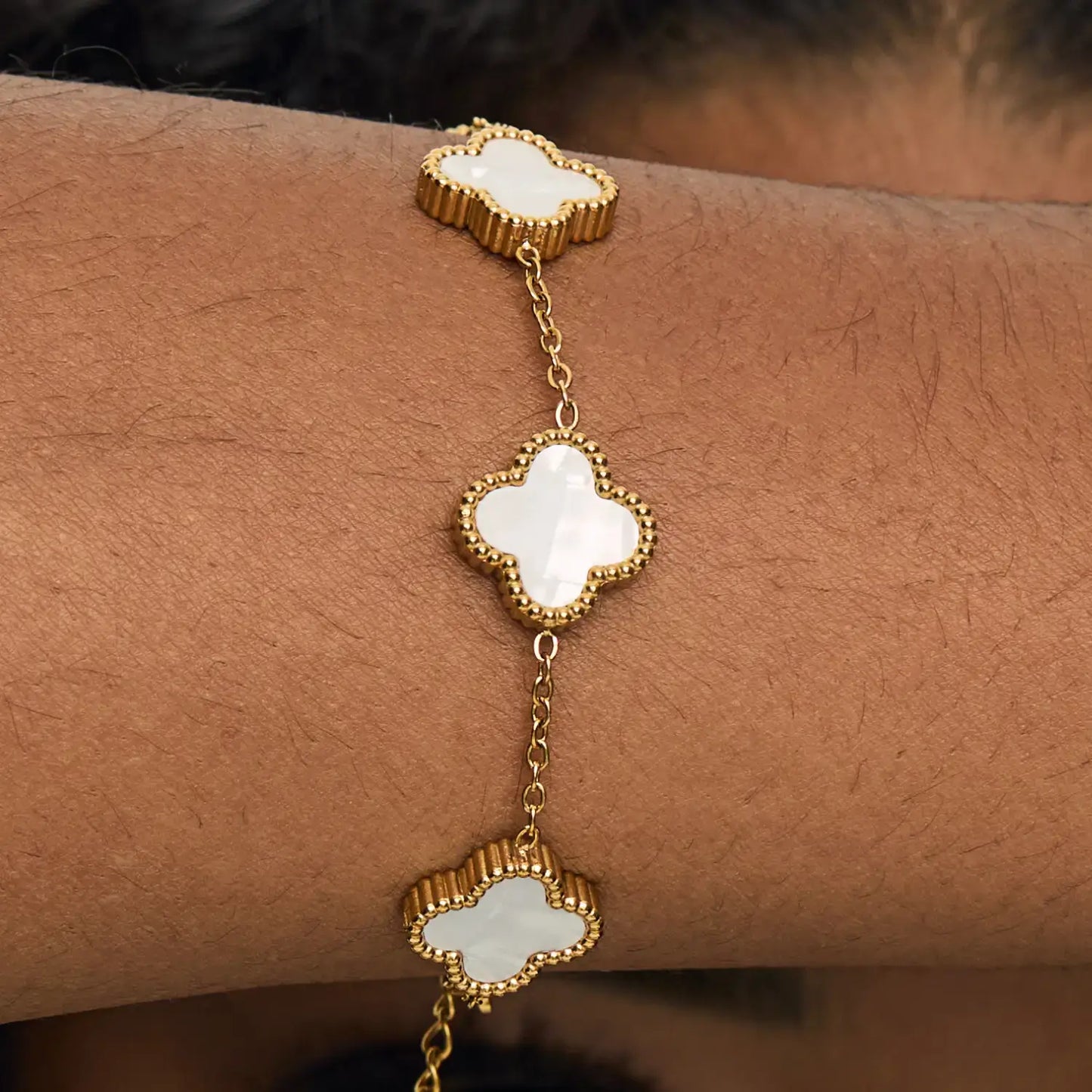 Bracelet Vintage 5 Trèfles (Plaqué Or)
