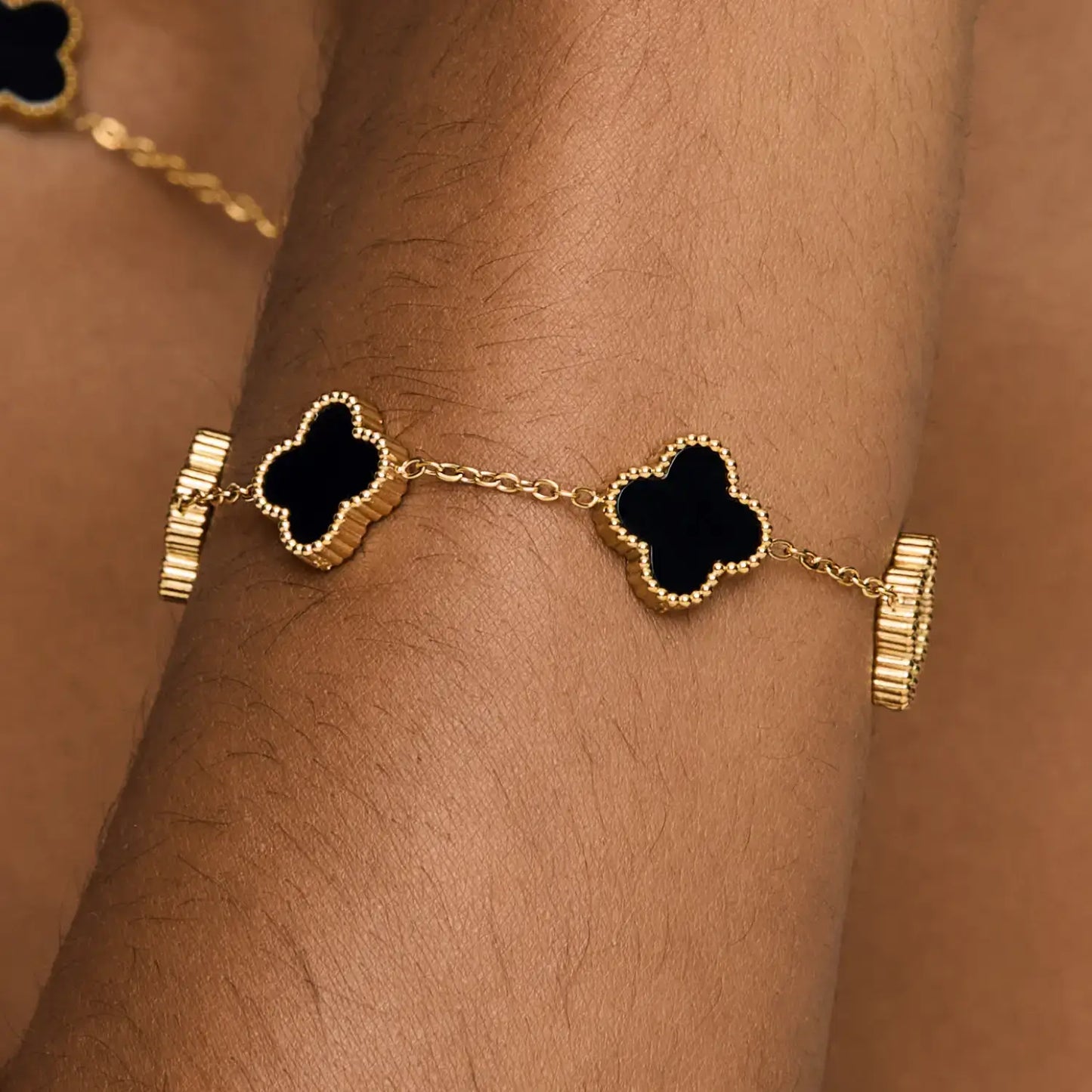 Bracelet Vintage 5 Trèfles (Plaqué Or)