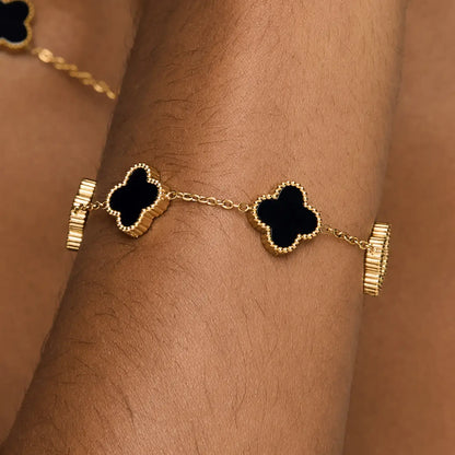 Bracelet Vintage 5 Trèfles (Plaqué Or)