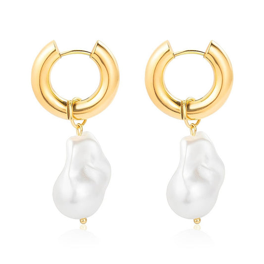 Boucles d'oreilles en Aro Paola Perle (Plaqué Or)