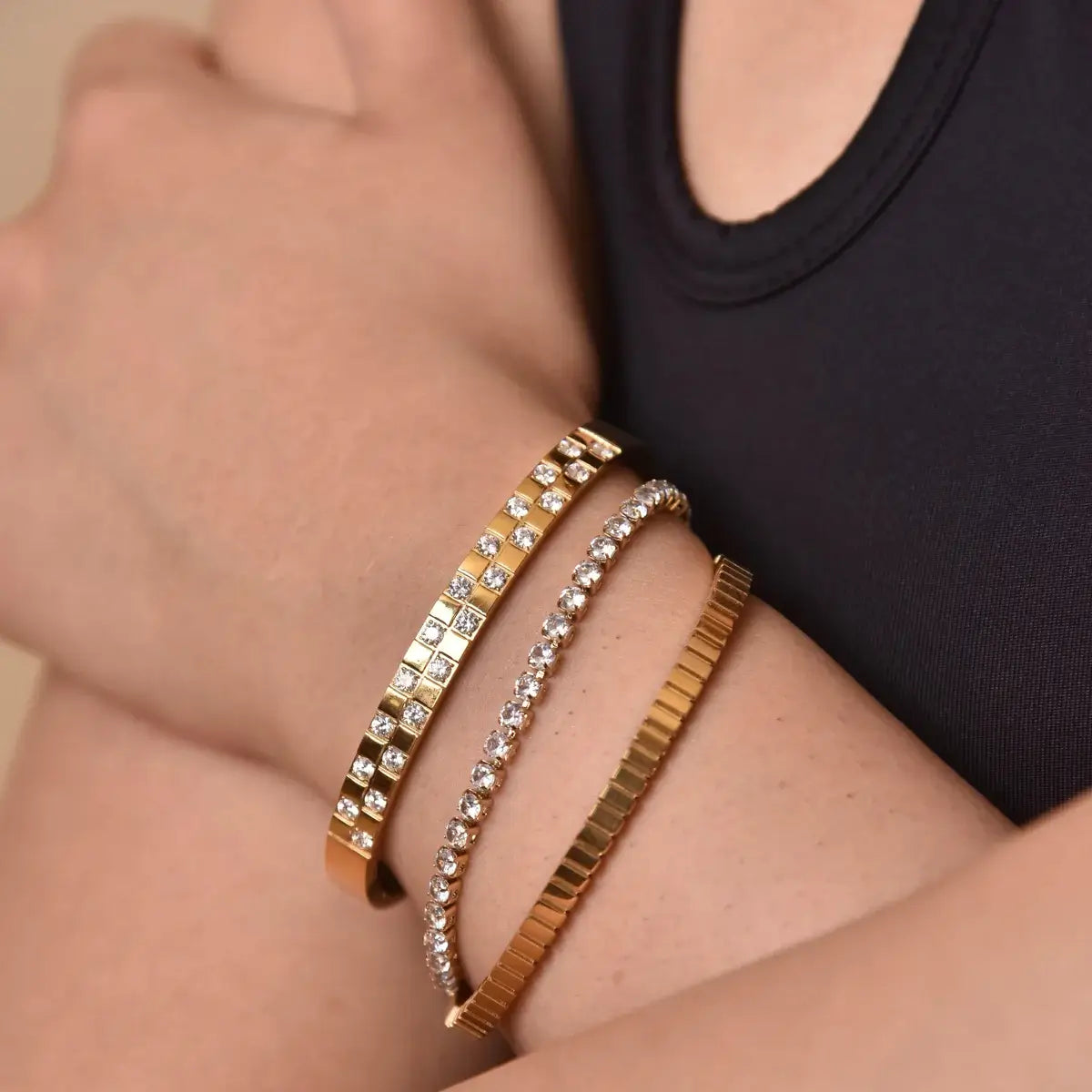 Bracelet Riviera avec Zirconia Brillante (Plaqué Or)