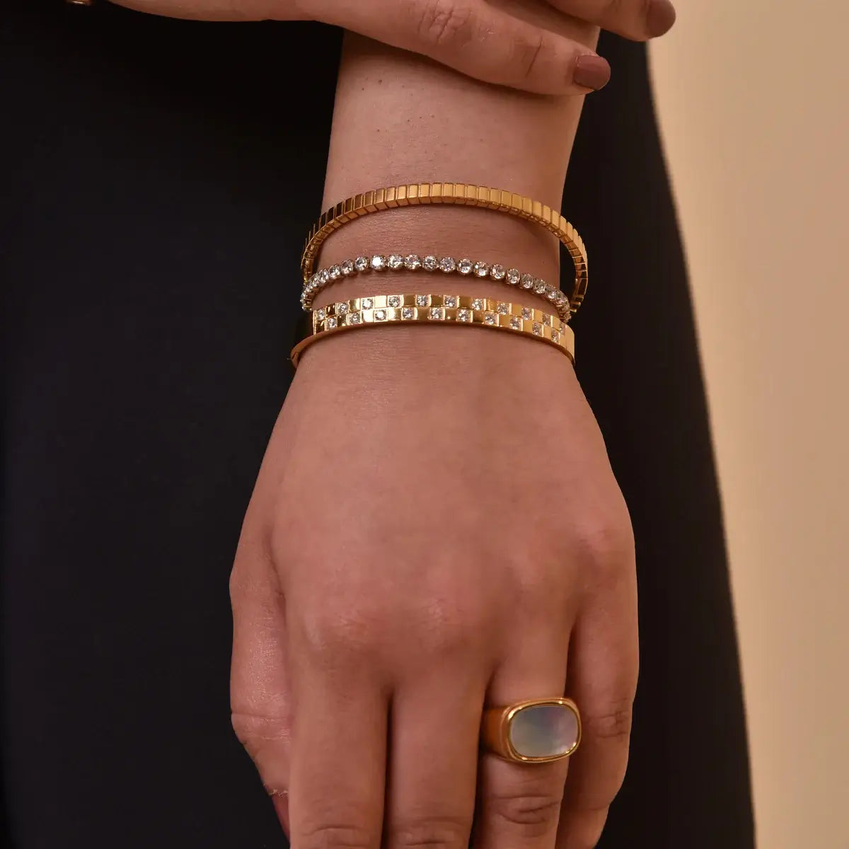 Bracelet Riviera avec Zirconia Brillante (Plaqué Or)