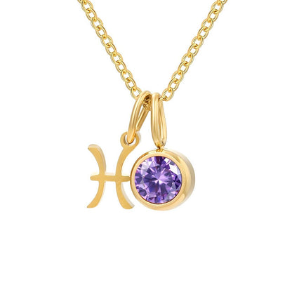 Collier Signes avec Pierres de Naissance (Plaqué Or)