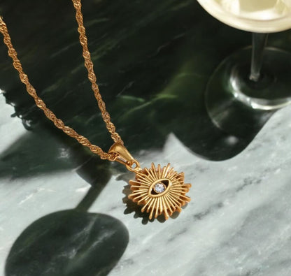 Collier Occhio Zirconia (Plaqué Or)