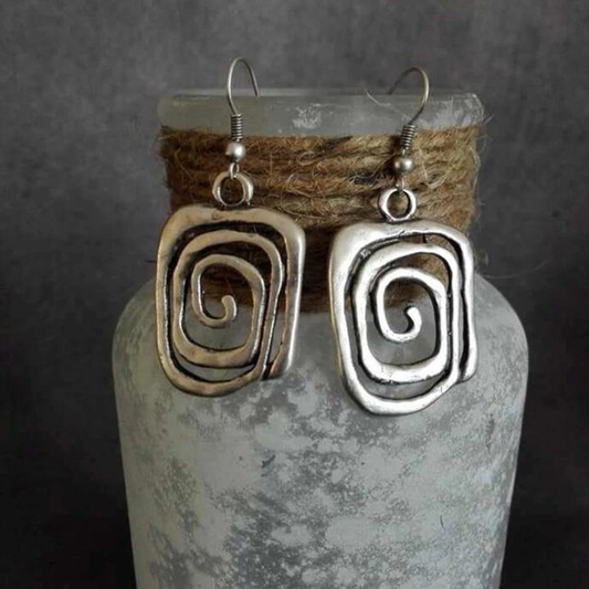 Boucles d'Oreilles Argentées Vintage en Spirale